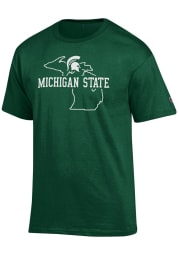 Champion Michigan State Spartans Green State Outline Short Sleeve T Shirt