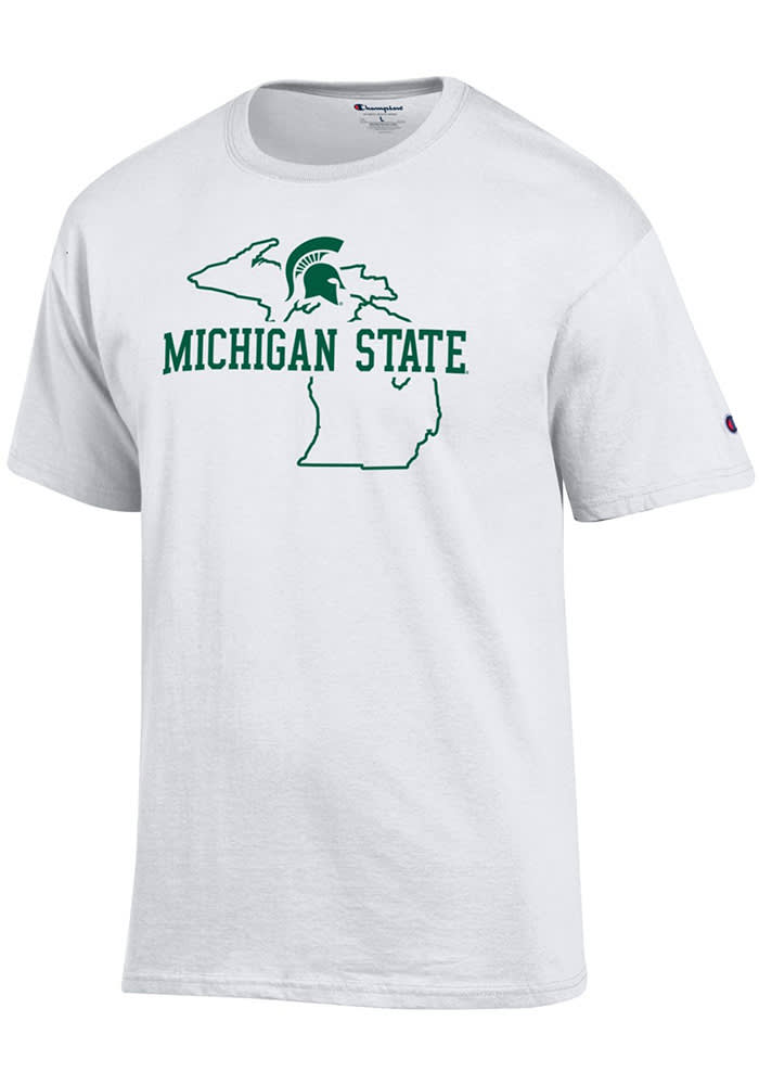 Champion Michigan State Spartans White State Outline Short Sleeve T Shirt