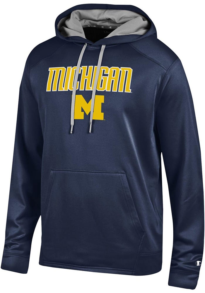 Champion Michigan Wolverines Mens Navy Blue Athletic Fleece Hood