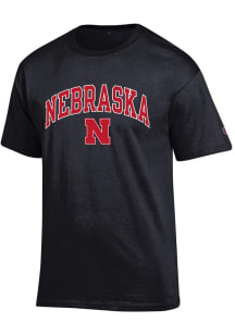 Champion Nebraska Cornhuskers Black ARCH MASCOT Short Sleeve T Shirt