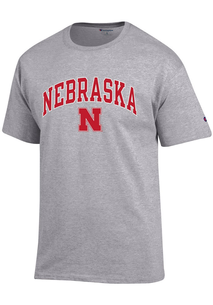 Champion Nebraska Cornhuskers Grey Arch Mascot Short Sleeve T Shirt