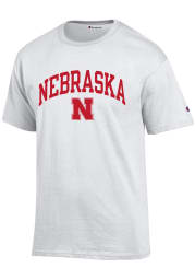 Champion Nebraska Cornhuskers White ARCH MASCOT Short Sleeve T Shirt