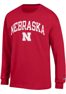 Champion Nebraska Cornhuskers Red Arch Mascot Long Sleeve T Shirt