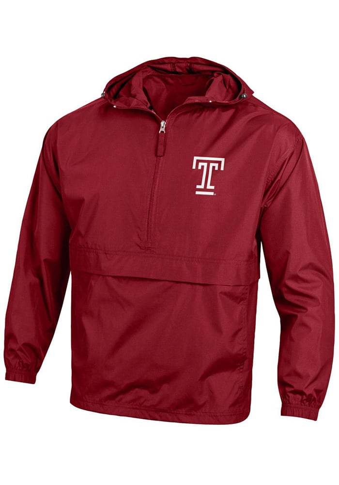 Champion Temple Owls Mens Red Primary Logo Light Weight Jacket
