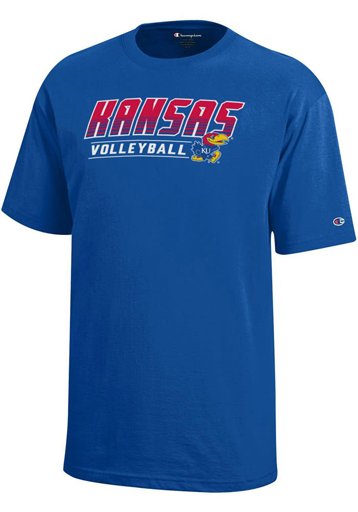 Champion Kansas Jayhawks Youth Blue Jersey Volleyball Short Sleeve T-Shirt