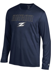 Champion Akron Zips Navy Blue Athletic Long Sleeve Tee Long Sleeve T-Shirt