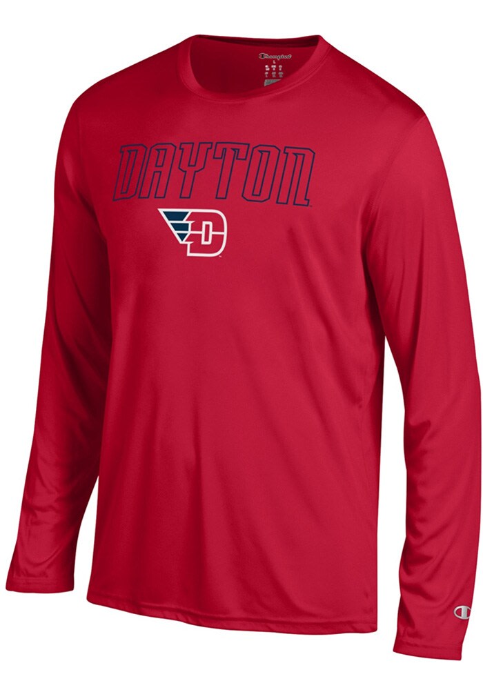 Champion Dayton Flyers Red Athletic Long Sleeve Tee T-Shirt