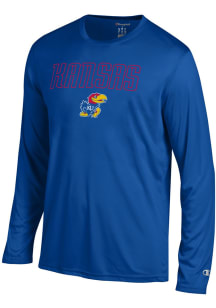 Champion Kansas Jayhawks Blue Athletic Long Sleeve Tee Long Sleeve T-Shirt