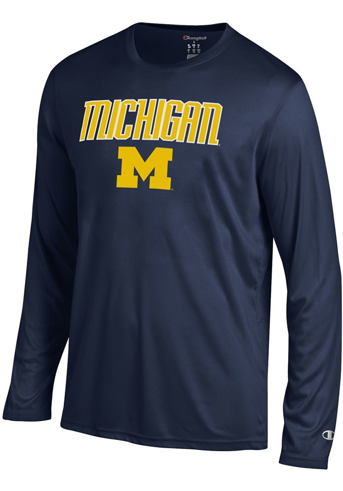 Champion Michigan Wolverines Navy Blue Athletic Long Sleeve Tee Long Sleeve T-Shirt