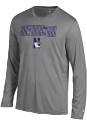 Champion Northwestern Wildcats Grey Athletic Long Sleeve Tee Long Sleeve T-Shirt