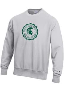 Mens Michigan State Spartans Grey Champion Official Seal Crew Sweatshirt