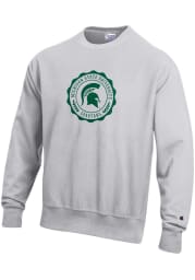 Champion Michigan State Spartans Mens Grey Official Seal Long Sleeve Crew Sweatshirt