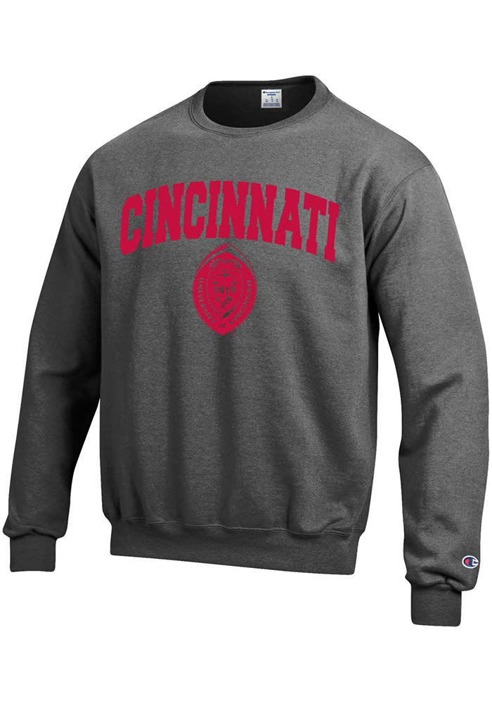 Champion Cincinnati Bearcats Mens Charcoal Seal Graphic Long Sleeve Crew Sweatshirt