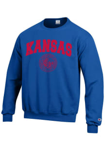 Kansas Jayhawks Mens Blue Seal Long Sleeve Crew Sweatshirt