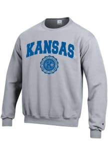 Champion Kansas Jayhawks Mens Grey Seal Long Sleeve Crew Sweatshirt