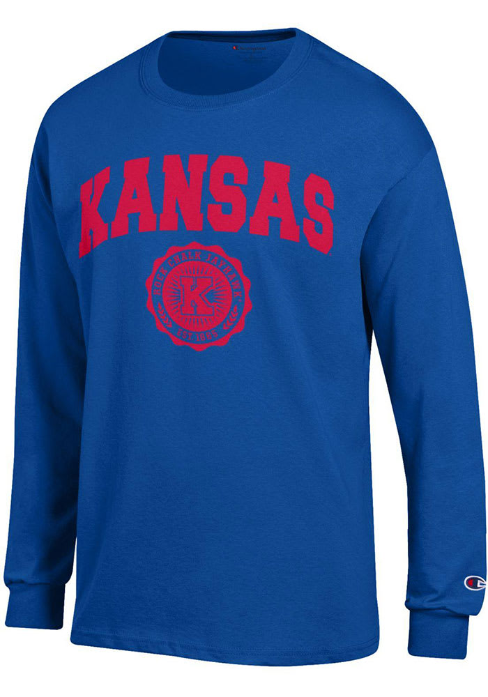 Champion Kansas Jayhawks Blue Official Seal Long Sleeve T Shirt