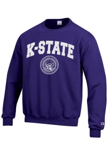 Champion K-State Wildcats Mens Purple Official Seal Long Sleeve Crew Sweatshirt