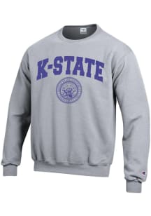 Champion K-State Wildcats Mens Grey Official Seal Long Sleeve Crew Sweatshirt