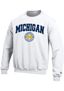 Michigan Wolverines Mens White Seal Long Sleeve Crew Sweatshirt