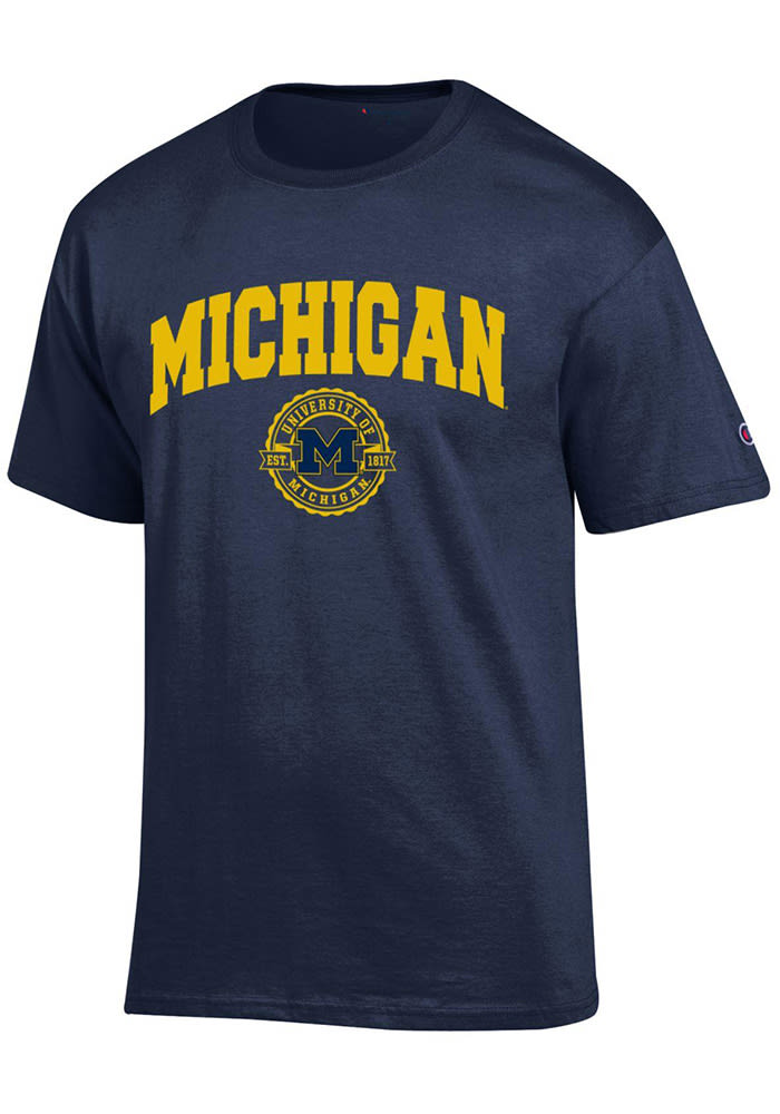Champion Michigan Wolverines Navy Blue Official Seal Short Sleeve T Shirt