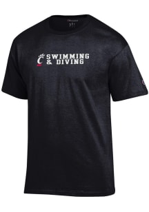 Champion Cincinnati Bearcats Black Swimming and Diving Short Sleeve T Shirt