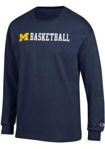 Champion Michigan Wolverines Navy Blue Basketball Long Sleeve T Shirt