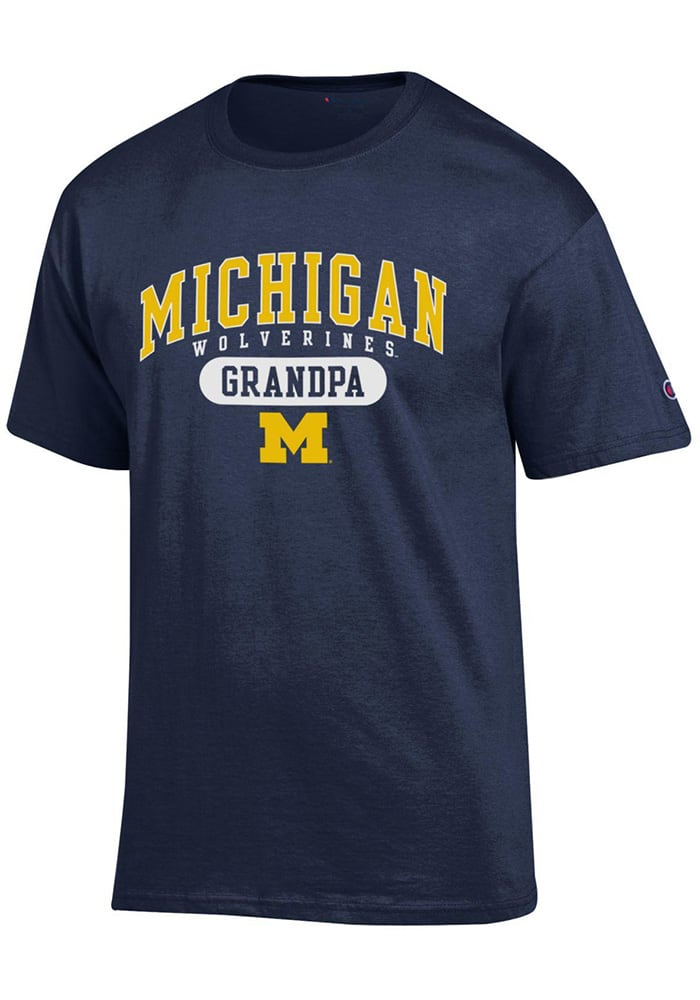Champion Michigan Wolverines Navy Blue Grandpa Short Sleeve T Shirt