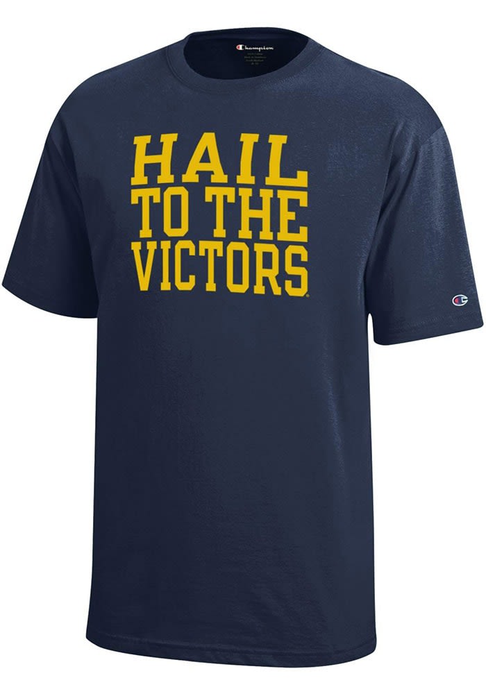 Champion Michigan Wolverines Youth Navy Blue Slogan Short Sleeve Tee