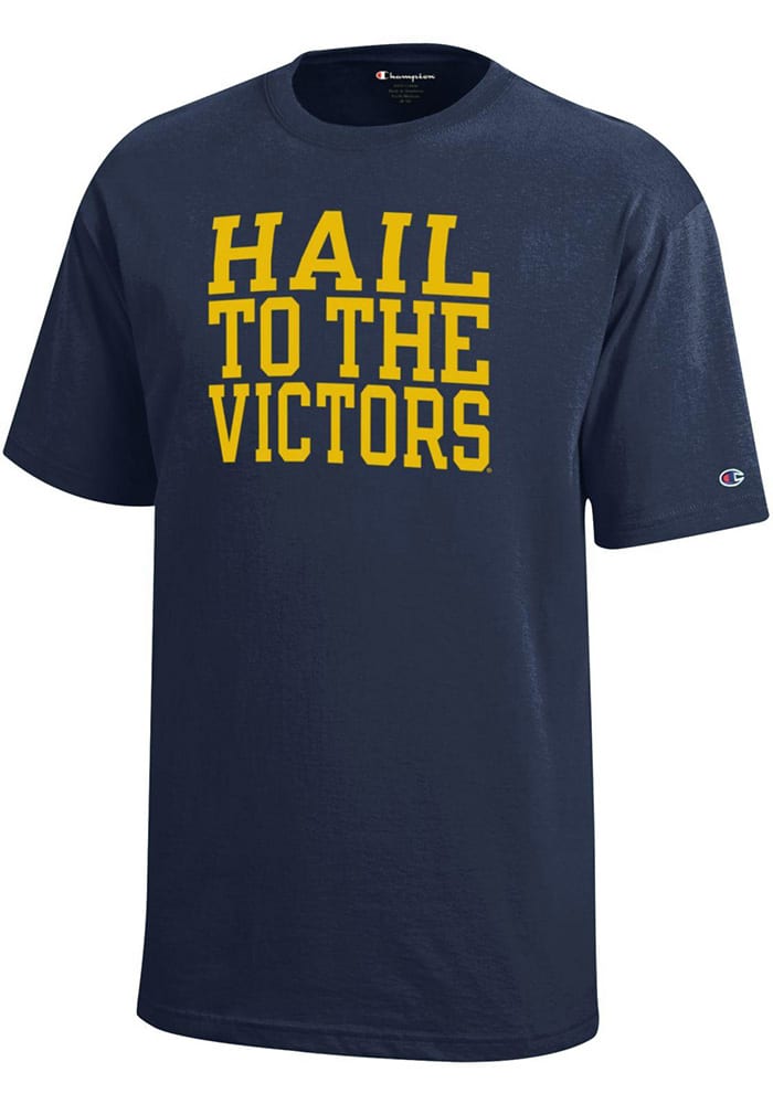 Champion Michigan Wolverines Youth Navy Blue Slogan Short Sleeve T-Shirt