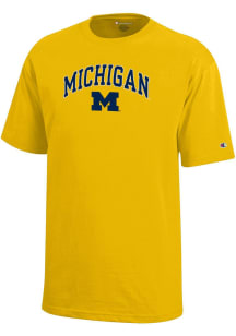 Champion Michigan Wolverines Youth Yellow Arch Mascot Short Sleeve T-Shirt