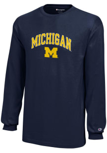 Champion Michigan Wolverines Youth Navy Blue Arch Long Sleeve T-Shirt