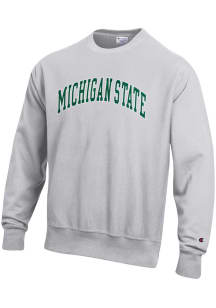 Mens Michigan State Spartans Grey Champion Reverse Weave Crew Sweatshirt