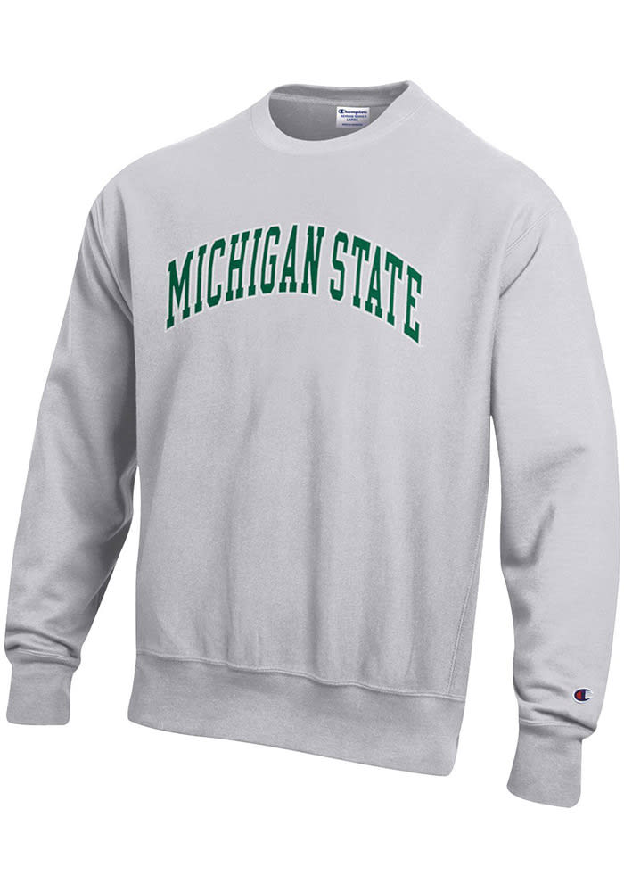 Champion Michigan State Spartans Mens Grey Reverse Weave Long Sleeve Crew Sweatshirt