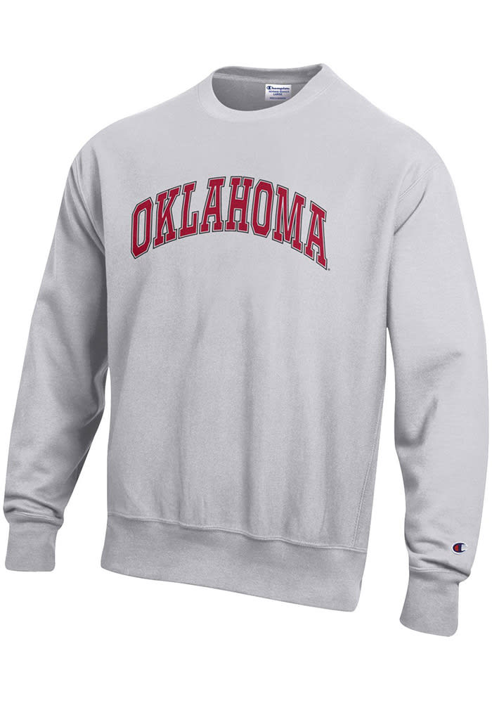 Champion Oklahoma Sooners Mens Grey Reverse Weave Long Sleeve Crew Sweatshirt