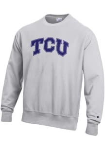 Champion TCU Horned Frogs Mens Grey Reverse Weave Long Sleeve Crew Sweatshirt