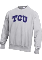 Champion TCU Horned Frogs Mens Grey Reverse Weave Long Sleeve Crew Sweatshirt