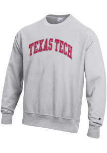Champion Texas Tech Red Raiders Mens Grey Reverse Weave Long Sleeve Crew Sweatshirt