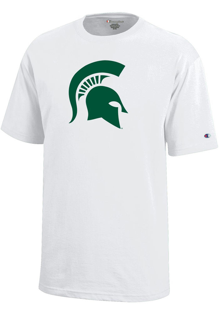 Champion Michigan State Spartans Youth White Spartan Helmet Short Sleeve T-Shirt