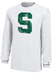 Champion Michigan State Spartans Youth White Distressed Logo Long Sleeve T-Shirt