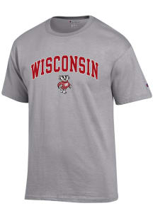 Champion Wisconsin Badgers Grey Arch Mascot Short Sleeve T Shirt