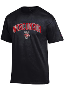 Wisconsin Badgers Black Champion Arch Mascot Short Sleeve T Shirt