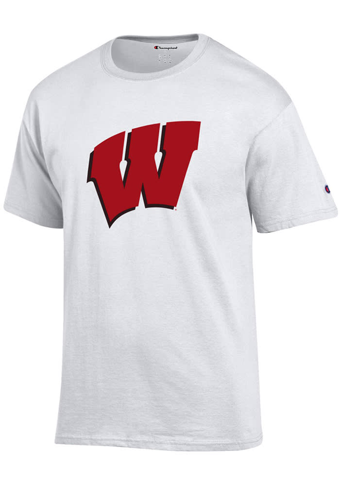 Champion Wisconsin Badgers White Primary Short Sleeve T Shirt