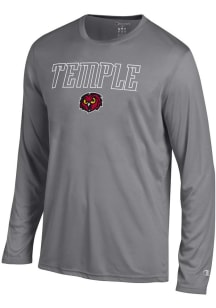 Champion Temple Owls Charcoal Athletic Long Sleeve T-Shirt