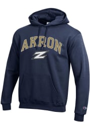Champion Akron Zips Mens Navy Blue Arch Mascot Long Sleeve Hoodie