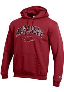 Champion Arkansas Razorbacks Mens Cardinal Arch Mascot Long Sleeve Hoodie