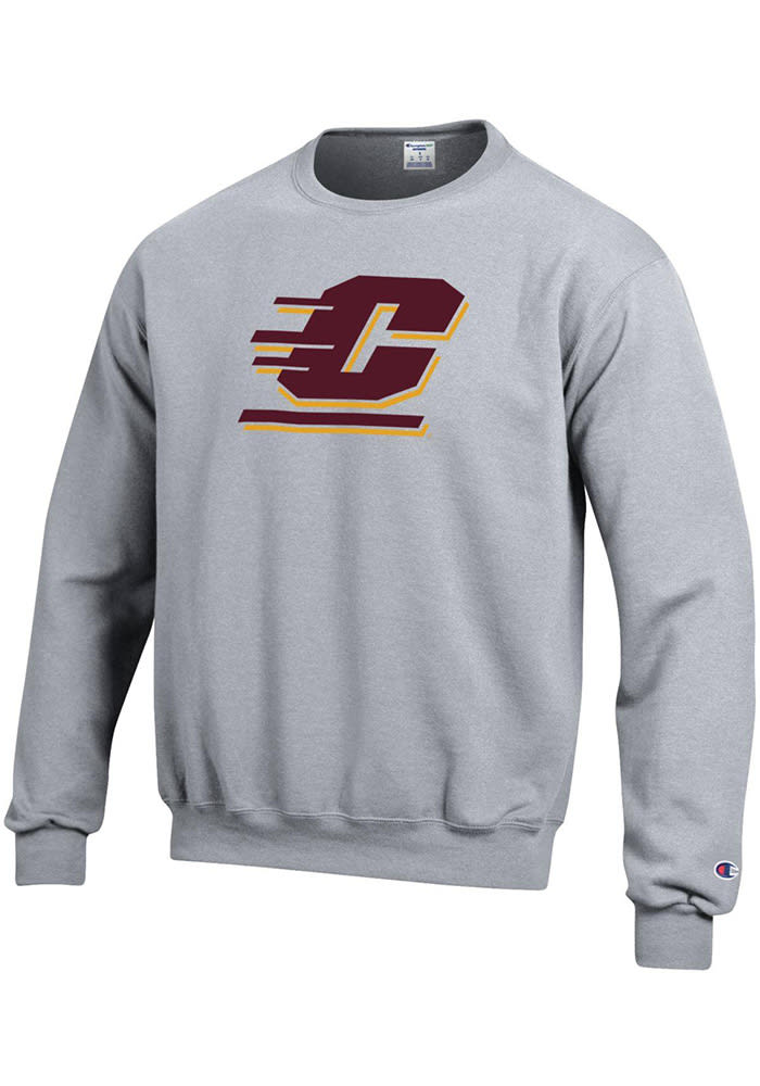 Champion Central Michigan Chippewas Big Logo Crew Sweatshirt - Grey