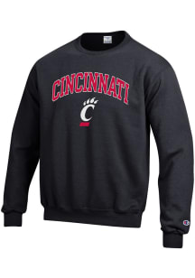 Champion Cincinnati Bearcats Mens Black Arch Mascot Long Sleeve Crew Sweatshirt