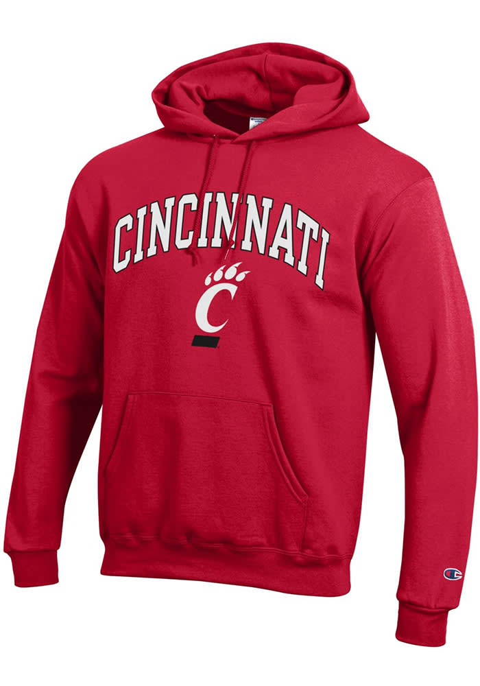 Champion Cincinnati Bearcats Mens Red Arch Mascot Long Sleeve Hoodie