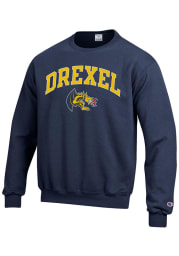Champion Drexel Dragons Mens Navy Blue Arch Mascot Long Sleeve Crew Sweatshirt