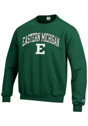 Champion Eastern Michigan Eagles Mens Green Arch Mascot Long Sleeve Crew Sweatshirt